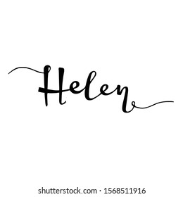 Vector illustration, female name Helen, handwritten lettering logo. Design for postcards, invitations (birthday, wedding child birth etc.), t-shirts, banners, greeting card, name. EPS 10