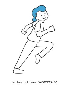Vector illustration of a female nurse running with a smile