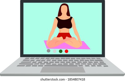 vector illustration of female online yoga instructor