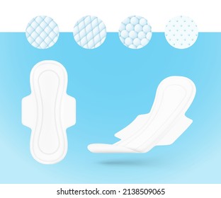 Vector Illustration Of Female Pads With Different Textures. Great For Your Design. EPS10.