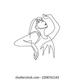 Vector illustration of a female portrait drawn in line-art style