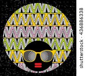 Vector illustration with female portrait. Head of beautiful afro girl in sunglasses during summer time.