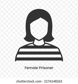 Vector illustration of Female Prisoner icon in dark color and transparent background(png).