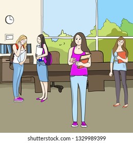 Vector illustration, female profession and education