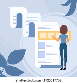 Vector Illustration - Female profile choosing activity