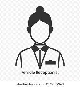 Vector Illustration Of Female Receptionist Icon In Dark Color And Transparent Background(png).