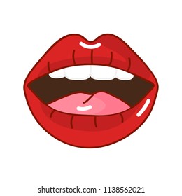 Vector Illustration Female Red Lips Stock Vector (Royalty Free ...