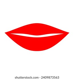 Ilustración vectorial de los labios rojos femeninos. Los labios sexys y audaces sobre fondo blanco.