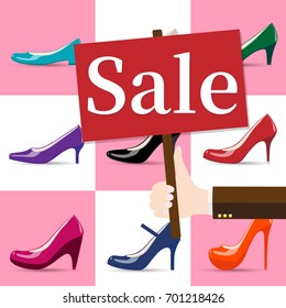 Vector illustration of female shoes sale banner