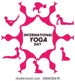 Vector illustration of female silhouette doing yoga arranged in a circle