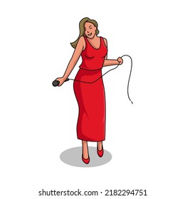 ilustración vectorial, baile de cantante femenino