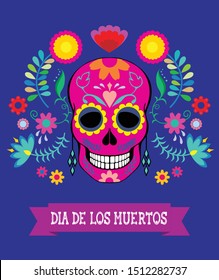 A vector illustration of a female skull dedicated to the Mexican Day of the Dead