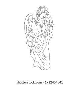 vector illustration of female statue drawing with line-art on white background