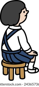 Vector illustration of a female student sitting on a chair