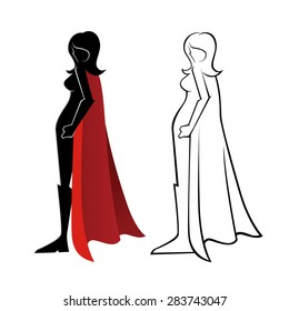 Vector Illustration Of A Female Superhero Silhouette
