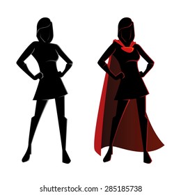 Vector illustration of a female superhero silhouette