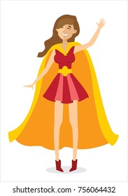 Vector illustration with female vector superhero. Super girl with super power
