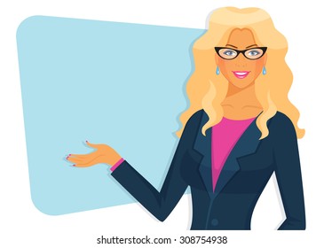 Vector illustration of Female teacher with board