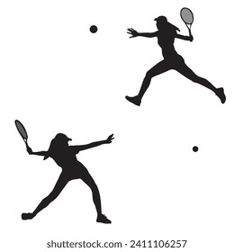 Vector Illustration of Female Tennis Player Silhouette