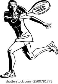 vector illustration of a female tennis player with a tennis racket 
