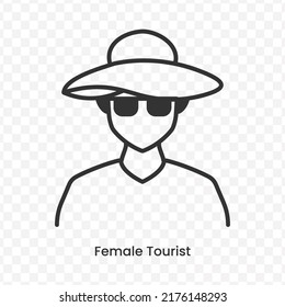 Vector Illustration Of Female Tourist Icon In Dark Color And Transparent Background(png).