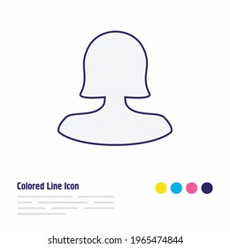 Ilustración vectorial de la línea coloreada de icono de usuario femenino. Un elemento de usuario hermoso también se puede utilizar como elemento de icono de perfil.