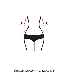 Vector illustration of female waist, weight loss, waist icons