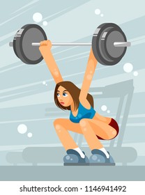 Vector illustration of a female weight lifter 