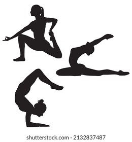 Vector illustration of female yoga gym fitness silhouette