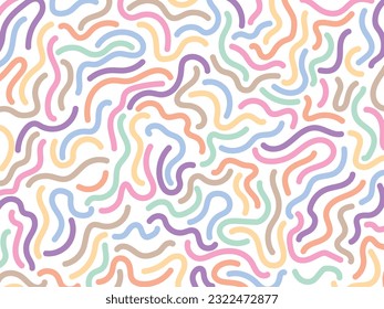 Vector illustration of feminine color fun doodle lines background