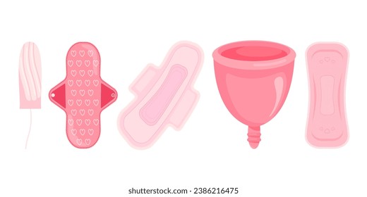 Vector Illustration of Feminine Menstrual Hygiene Products