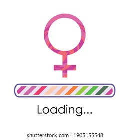 vector illustration of feminism symbol and loading bar for female future expectations