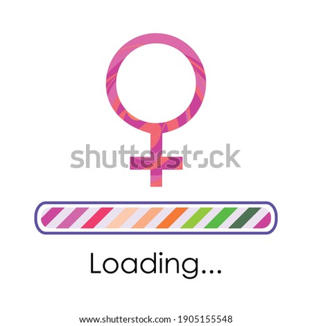 vector illustration of feminism symbol and loading bar for female future expectations