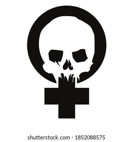 
Vector illustration of the feminist symbol with a skull isolated on white. Design for posters of social struggles.