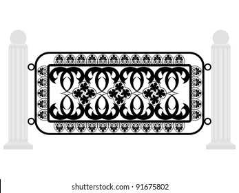 Vector illustration of a fence with iron grating
