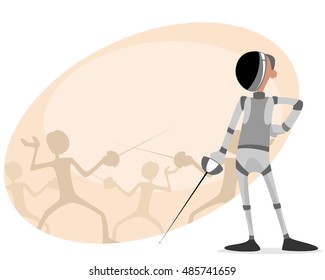 Vector illustration of a fencer with rapier