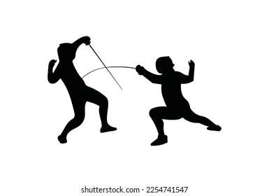 Vector illustration of Fencing sport silhouette