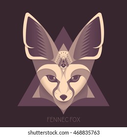 Vector illustration of fennec fox in geometric style
