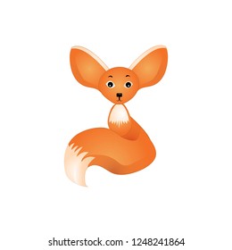Vector illustration of Fennec Fox isolated on white background.
