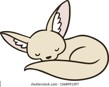 Vector illustration of a fennec sleeping