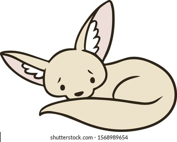 Vector illustration of a fennec troubled face