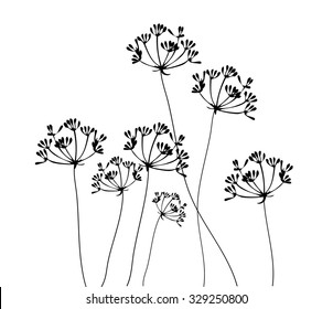 vector illustration of a fennel flower silhouette