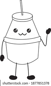 vector illustration of fermented milk packaging character. colorless image for coloring books at kids book