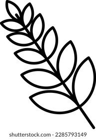 Vector illustration of fern or olive leaf. Line style sheets. Representation of nature and victory.
