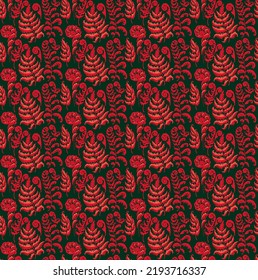 A vector illustration of fern pattern. Fern pattern with paint prints of fern leaves. Set of silhouettes of ferns. Can be used for textiles, wallpaper, wrapping paper