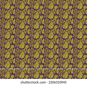 A vector illustration of fern pattern. Fern pattern with paint prints of fern leaves. Set of silhouettes of ferns. Can be used for textiles, wallpaper, wrapping paper