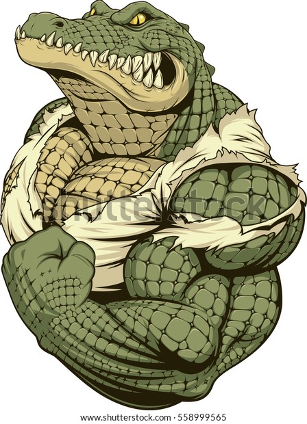 Vector Vector Illustration A Ferocious Alligator Bodybuilder Athlete Hot Sex Picture