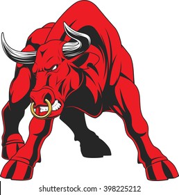 Vector illustration, of a ferocious bull, on a white background