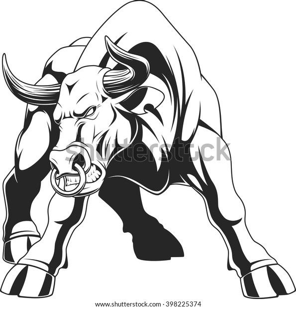 Vector Illustration Ferocious Bull On White Stock Vector (Royalty Free ...