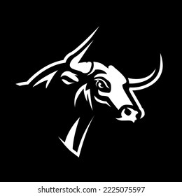 Vector illustration, a ferocious bull's head on a black background